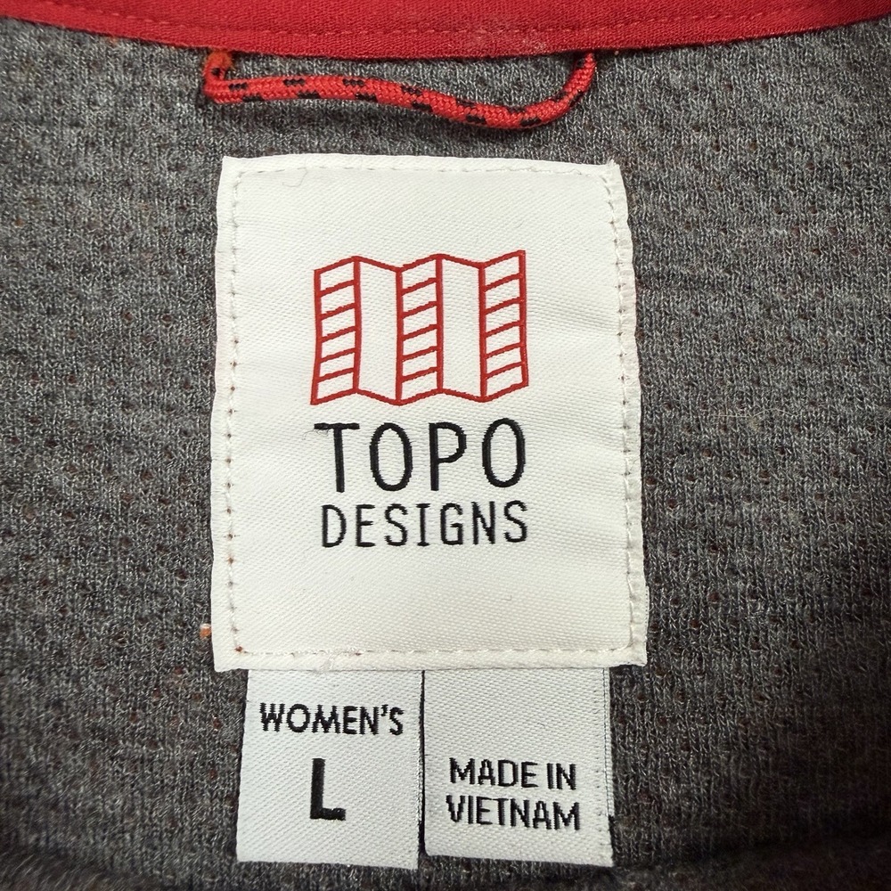 Topo Designs Global Wool Sweater Women Large Long Sleeve Orange Crew Pullover - Picture 5 of 10